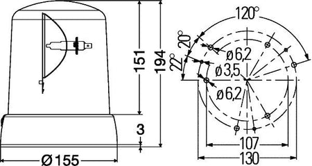 Hella 2RL008061-111 Rotating Beacon - 3