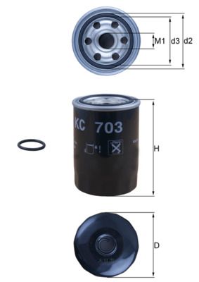 Mahle KC703D Fuel Filter - 1