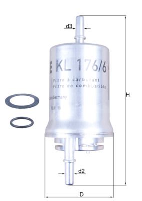 Mahle KL176/6D Fuel Filter - 1
