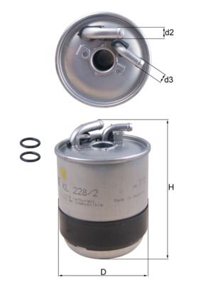 Mahle KL228/2D Fuel Filter - 1