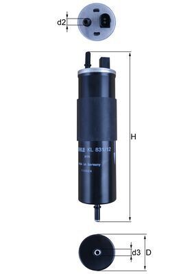 Mahle KL831/12 Fuel Filter - 1