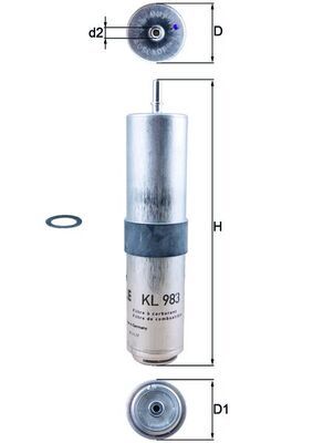 Mahle KL983D Fuel Filter - 1