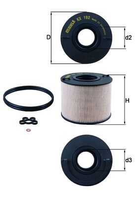 Mahle KX192D Fuel Filter - 1