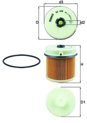 Mahle KX445D Fuel Filter - 1
