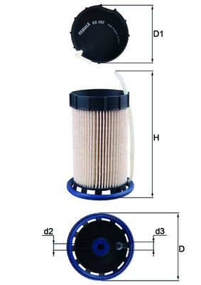 Mahle KX492 Fuel Filter - 1