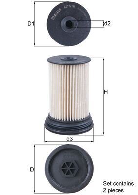 Mahle KX516/S Fuel Filter - 1