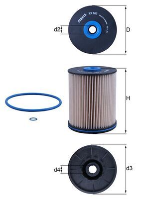 Mahle KX567D Fuel Filter - 1