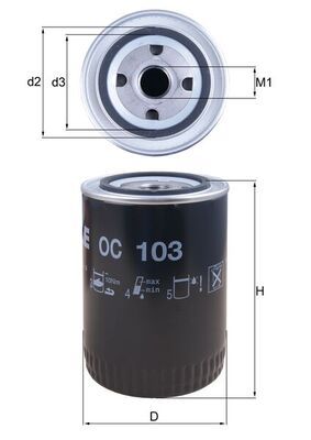 Mahle OC103 Oil Filter - 1