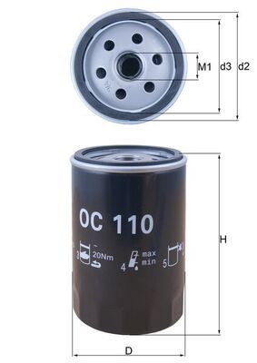 Mahle OC110 Oil Filter - 1