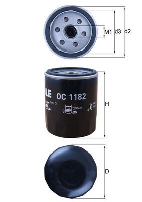 Mahle OC1182 Oil Filter - 1
