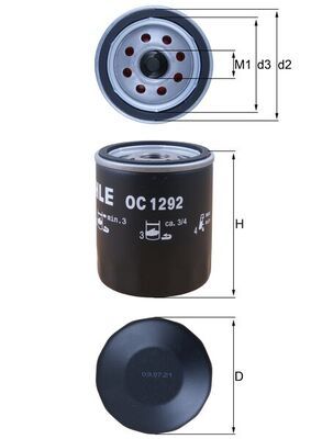 Mahle OC1292 Oil Filter - 1