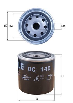 Mahle OC140 Oil Filter - 1