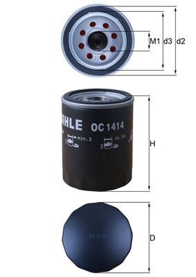 Mahle OC1414 Oil Filter - 1