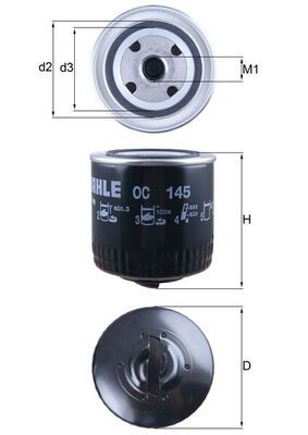Mahle OC145 Oil Filter - 1