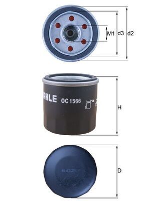 Mahle OC1566 Oil Filter - 1