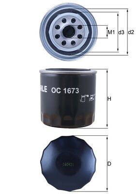 Mahle OC1673 Oil Filter - 1