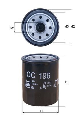 Mahle OC196 Oil Filter - 1