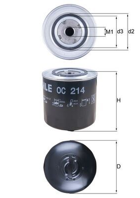 Mahle OC214 Oil Filter - 1