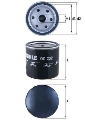 Mahle OC232 Oil Filter - 1
