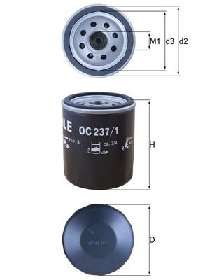 Mahle OC237/1 Oil Filter - 1