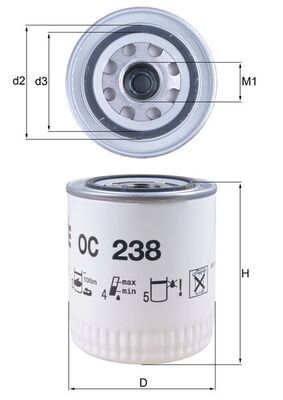 Mahle OC238 Oil Filter - 1