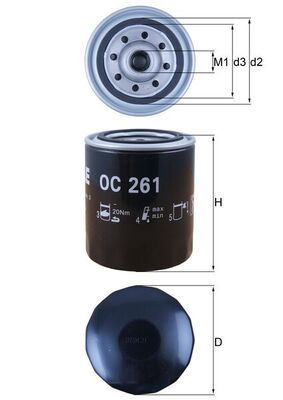 Mahle OC261 Oil Filter - 1