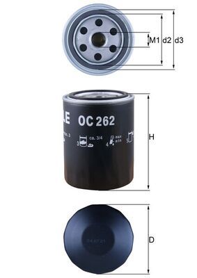 Mahle OC262 Oil Filter - 1
