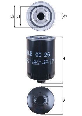 Mahle OC26 Oil Filter - 1