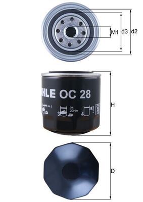 Mahle OC28 Oil Filter - 1