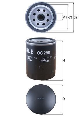 Mahle OC298 Oil Filter - 1