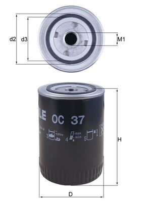 Mahle OC37 Oil Filter - 1
