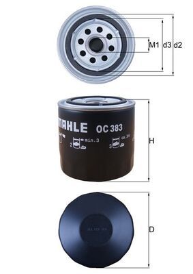 Mahle OC383 Oil Filter - 1