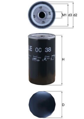 Mahle OC38 Oil Filter - 1