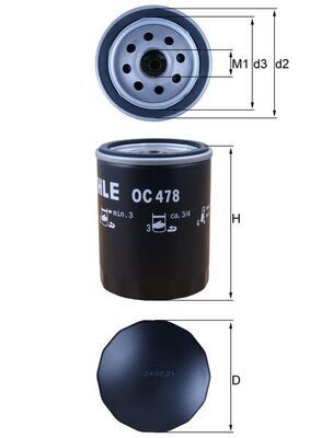 Mahle OC478 Oil Filter - 1