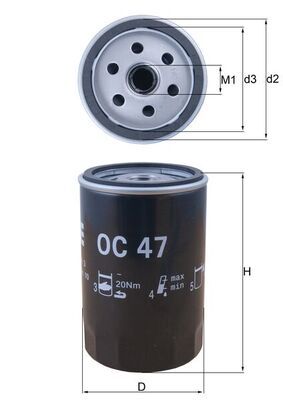 Mahle OC47 Oil Filter - 1