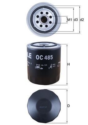 Mahle OC485 Oil Filter - 1