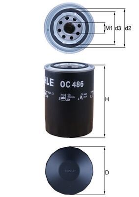 Mahle OC486 Oil Filter - 1
