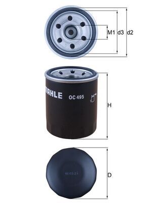 Mahle OC495 Oil Filter - 1