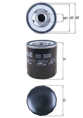 Mahle OC503 Oil Filter - 1
