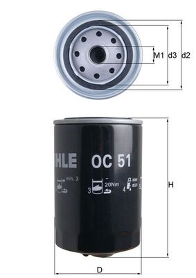 Mahle OC51 Oil Filter - 1