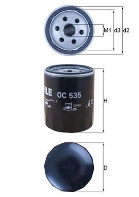 Mahle OC535 Oil Filter - 1