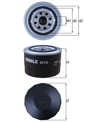 Mahle OC570 Oil Filter - 1