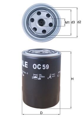 Mahle OC59 Oil Filter - 1