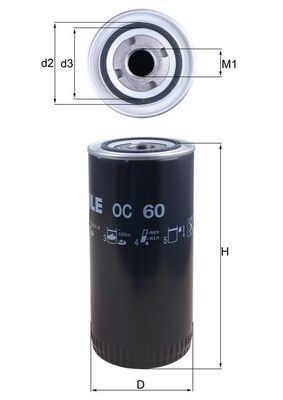 Mahle OC60 Oil Filter - 1