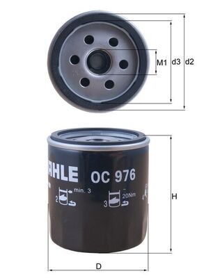 Mahle OC976 Oil Filter - 1