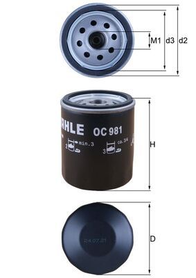 Mahle OC981 Oil Filter - 1