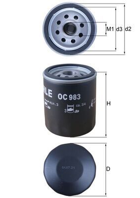 Mahle OC983 Oil Filter - 1