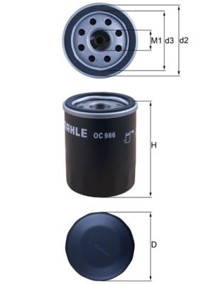 Mahle OC986 Oil Filter - 1