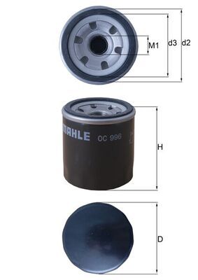 Mahle OC996 Oil Filter - 1