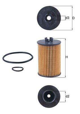 Mahle OX382D Oil Filter - 1